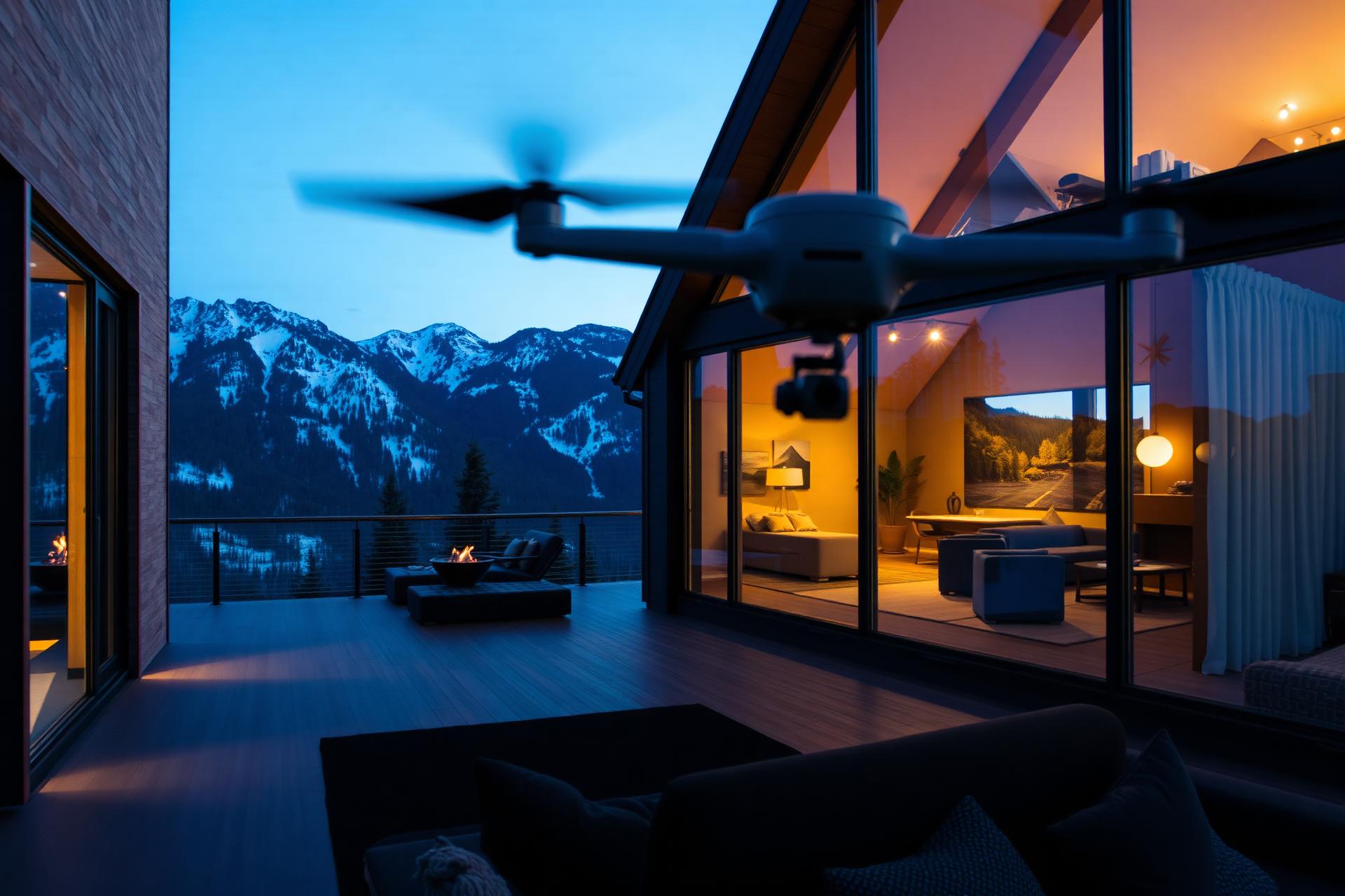 Aerial cinematography over mountain peaks
